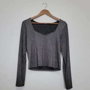 Old Navy Metallic Ribbed Knit Long Sleeve Blouse